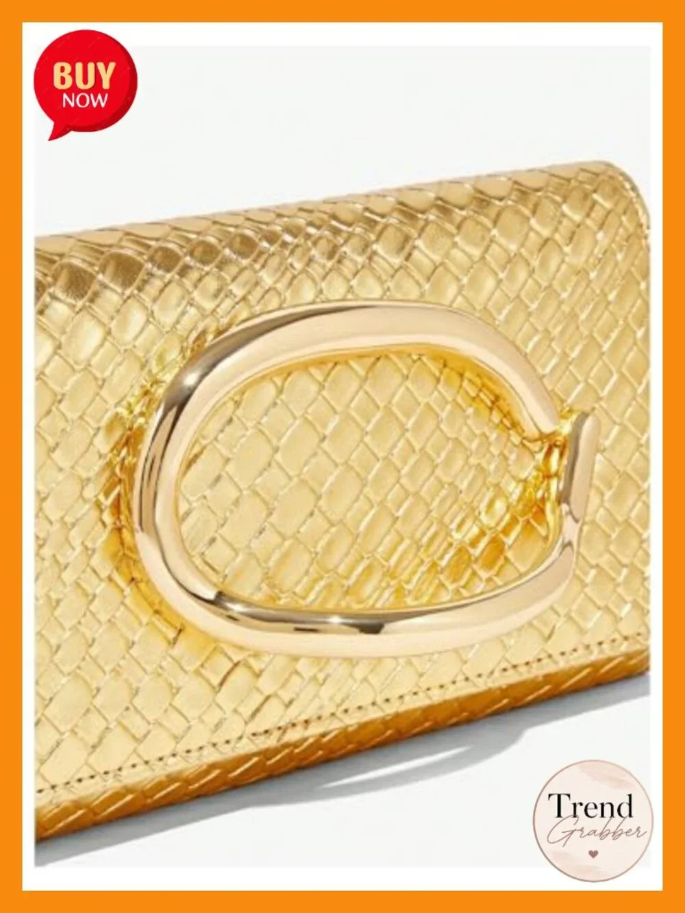 PU Leather Evening Clutch Purse with Chain Metal Decoration Shoulder Bag